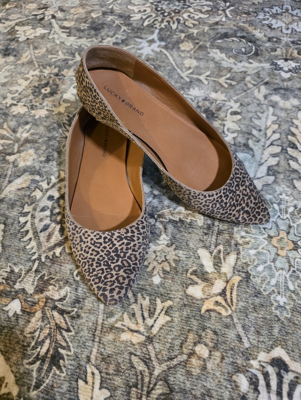 Lucky Brand Leopard Print Pointed Toe Flats - Brown/Black